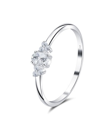 Salient Shaped of Crystal Silver Ring NSR-4073